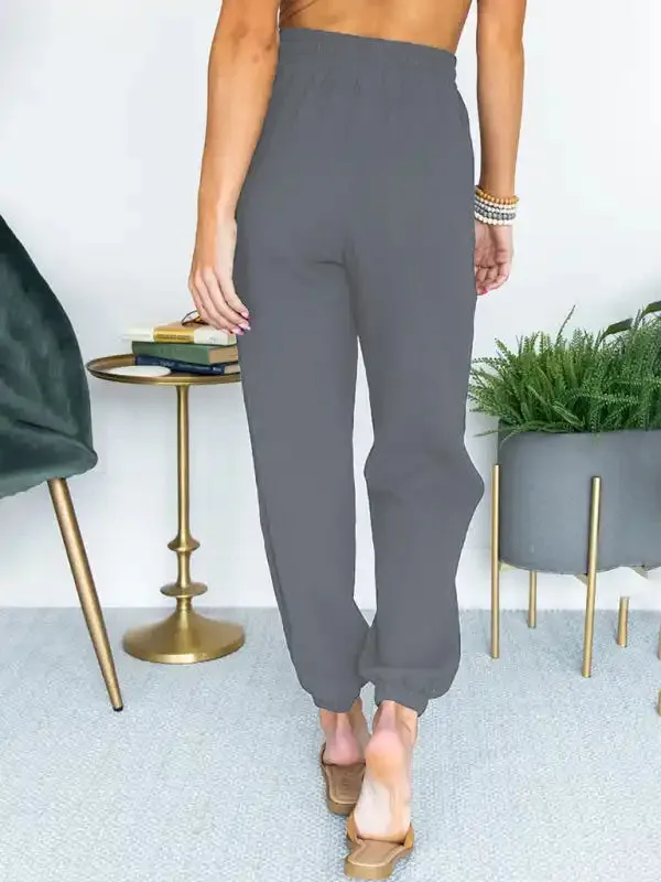 Women’s Solid Color High Waist Casual Cropped Pants