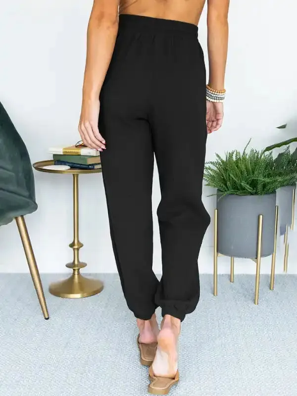 Women’s Solid Color High Waist Casual Cropped Pants