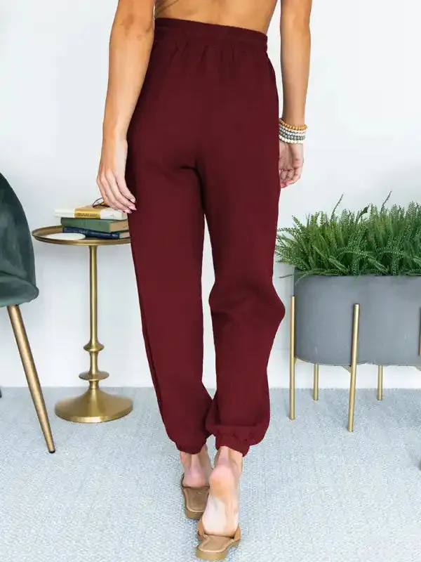 Women’s Solid Color High Waist Casual Cropped Pants