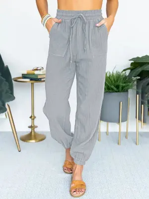 Women’s Solid Color High Waist Casual Cropped Pants