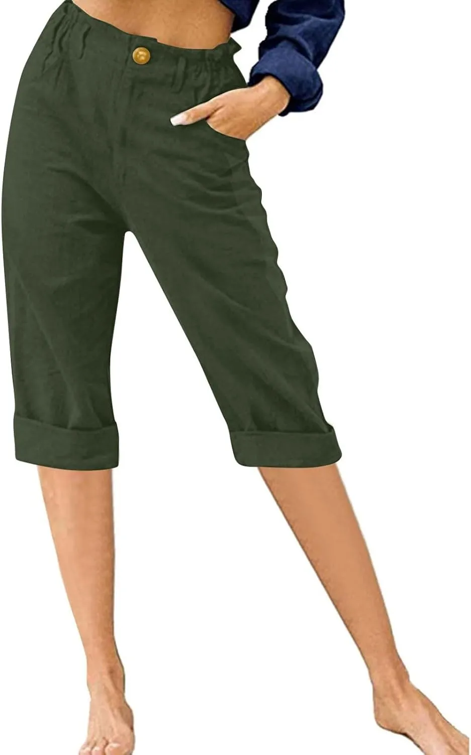 Women's Summer Flowy Linen Palazzo Wide Leg Pants Plus Size High Waist Pant High Slit Trousers with Pockets