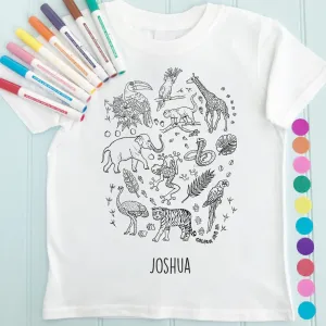 Zoo T-Shirt Personalised To Colour in