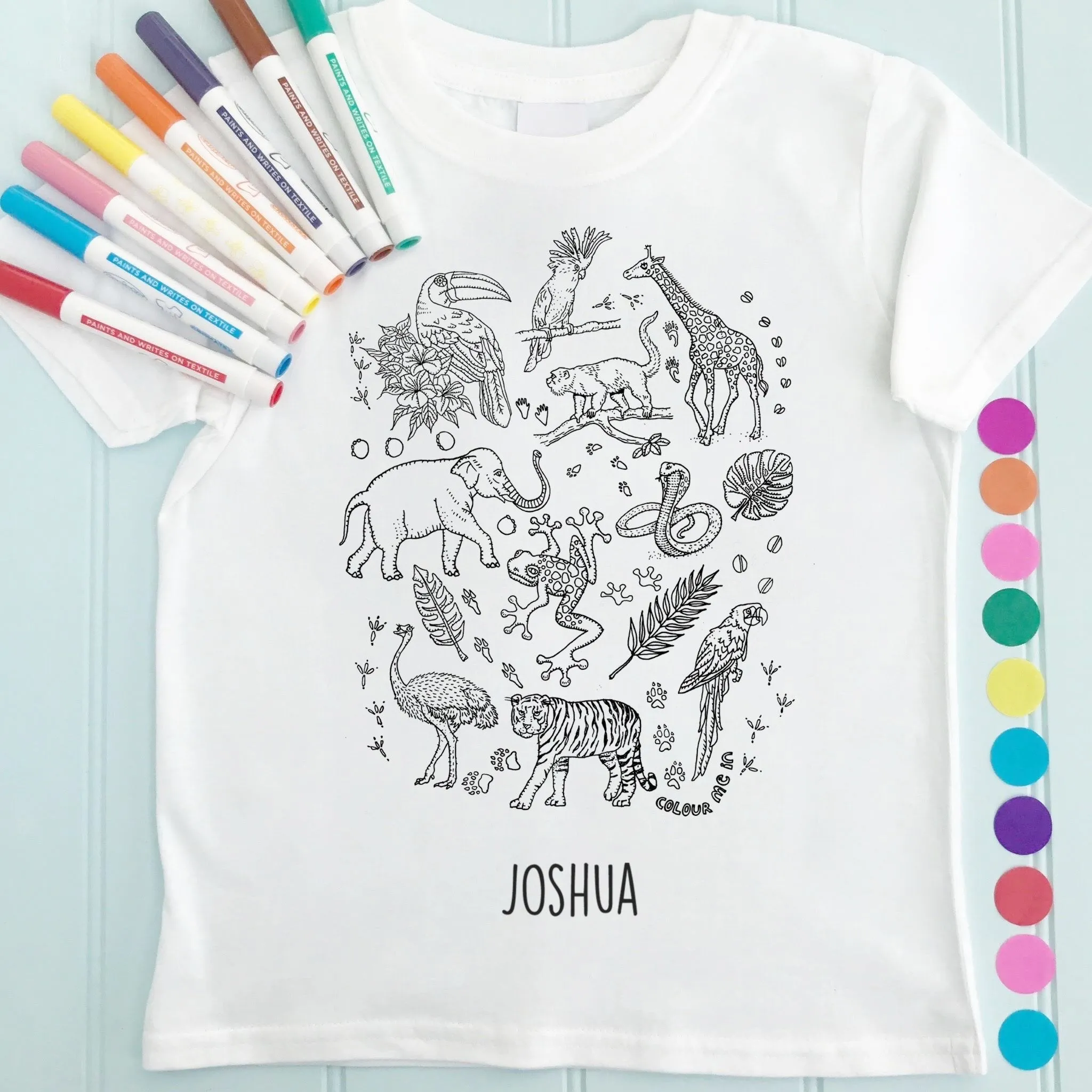 Zoo T-Shirt Personalised To Colour in